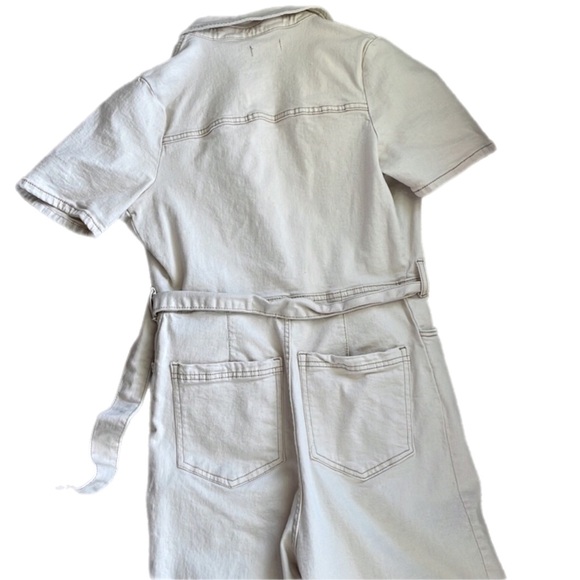 AVEC LES FILLES Tie-Waist Stretch Denim short sleeve Jumpsuit Anthropologie  🔥 - Picture 5 of 7